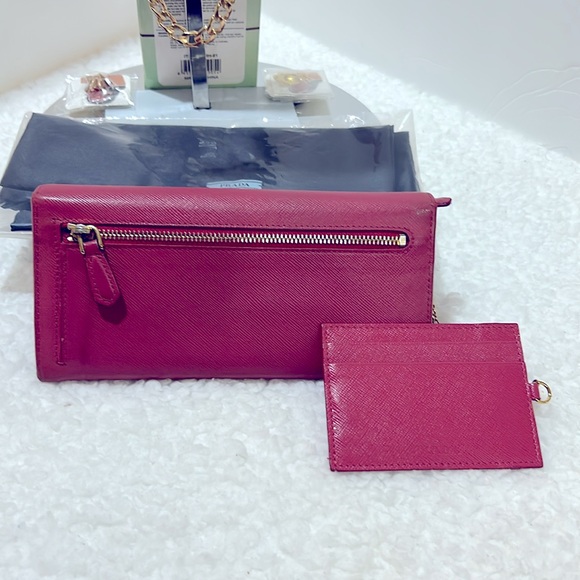 Prada Hot Pink Long Wallet Attached Card/ID Holder with Free Stuff EUC - Picture 4 of 16